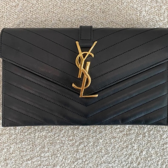Saint Laurent Handbags - Authentic Saint Laurent Black Cassandre Clutch